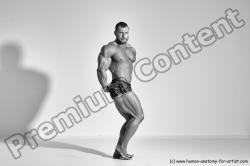 Underwear Man White Moving poses Muscular Short Brown Dynamic poses Academic